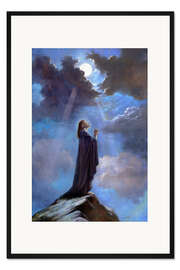 Gerahmter Kunstdruck Betender Jesus in der Nacht