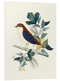 Foam board print Floral with bird I