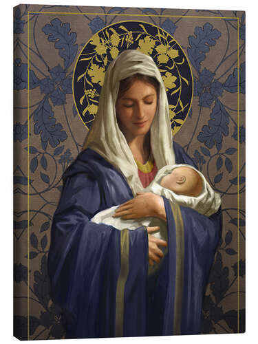 Canvas print Maria in a blue cape with Baby Jesus