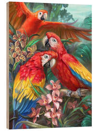 Wood print Tropical birds