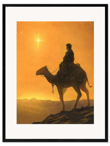Innrammet kunsttrykk Wise on a camel watching holy star