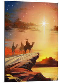 Aluminium print The 3 wise men on their camels and following the holy star