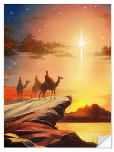 Wall sticker The 3 wise men on their camels and following the holy star