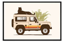 Gerahmter Kunstdruck Panther auf einem Auto