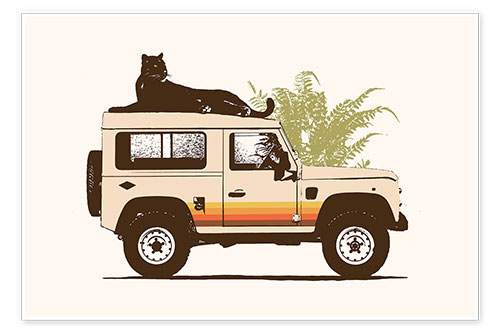 Poster Panther auf einem Auto