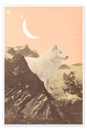 Poster Riesenwolf in den Bergen
