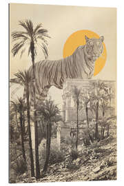 Stampa su plexi-alluminio Tigre tra rovine e palme