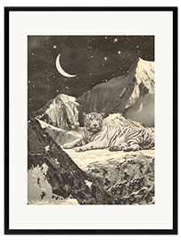 Impression artistique encadrée Tigre dans les montagnes