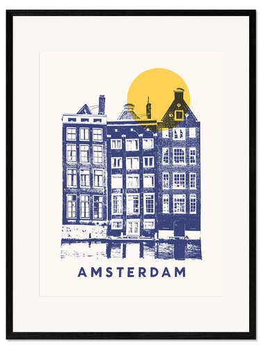 Impressão artística com moldura Casas em Amsterdam