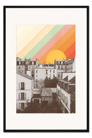 Gerahmter Kunstdruck Regenbogenhimmel über Paris