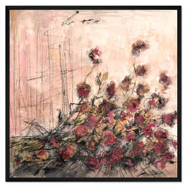 Gerahmter Kunstdruck Gefallener Strauß Blumen