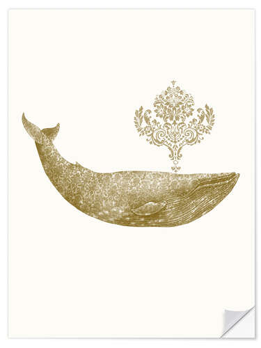 Sisustustarra The Damask Whale - gold option