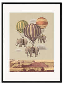 Gerahmter Kunstdruck Fliegende Elefanten