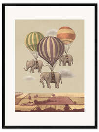 Impressão artística com moldura Flying Elephants