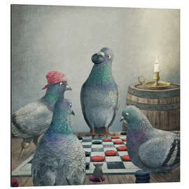 Aluminium print Checker playing pigeons