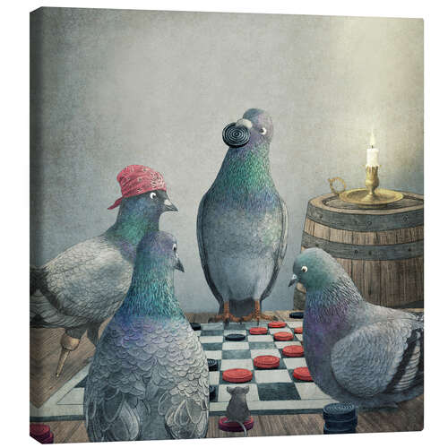 Canvas print Checker playing pigeons