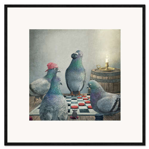 Stampa artistica con cornice Checker che gioca i piccioni