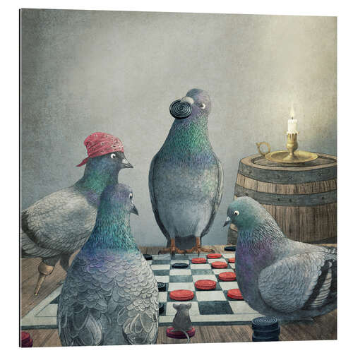 Galleritryck Checker playing pigeons