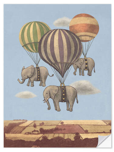 Selvklæbende plakat Flight of the Elephants