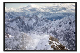 Gerahmter Kunstdruck Zugspitze in weiß