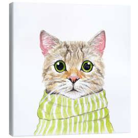 Canvas print Cute cat with green eyes and scarf