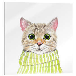 Gallery print Cute cat with green eyes and scarf