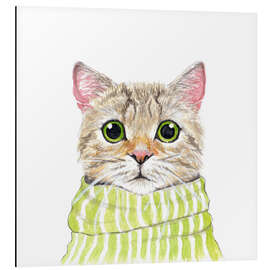 Magnettafel Nette Katze mit grünen Augen und Schal