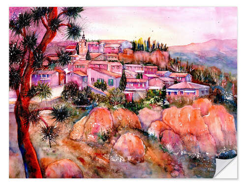 Adesivo murale Red Village in Roussillon, Provence