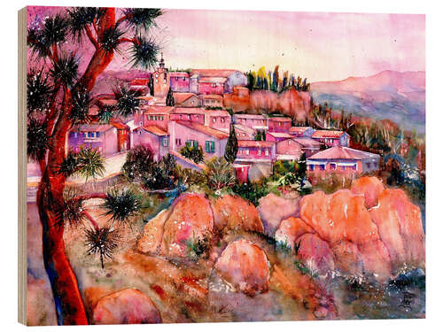 Trätavla Red Village in Roussillon, Provence