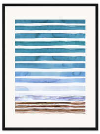 Gerahmter Kunstdruck Marine Aquarellstreifen