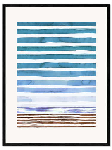 Kunsttryk i ramme Marine Watercolor Stripes
