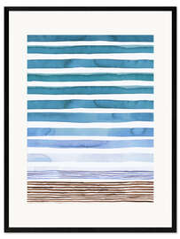 Kunsttryk i ramme Marine Watercolor Stripes