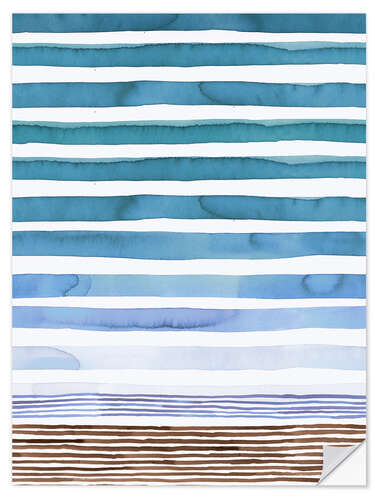 Selvklebende plakat Marine Watercolor Stripes