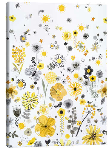 Leinwandbild Positive Aquarellblumen