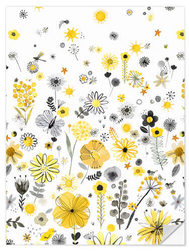 Selvklebende plakat Positive watercolor flowers