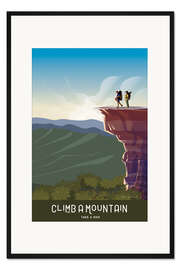Gerahmter Kunstdruck Berg besteigen