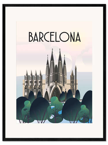 Impresión de arte enmarcada Barcelona
