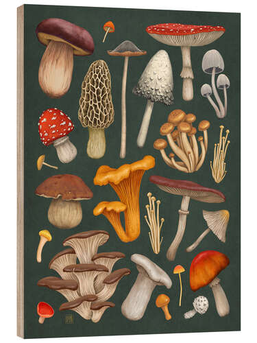 Wood print Mushrooms