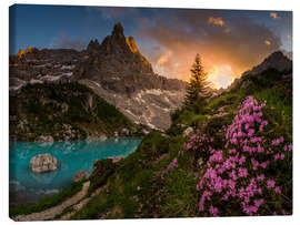 Leinwandbild Dramatischer Sonnenuntergang in den italienischen Dolomiten