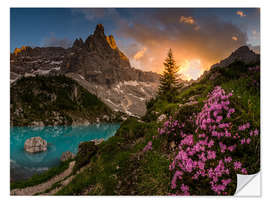 Naklejka na ścianę Dramatic sunset in the Italian Dolomites