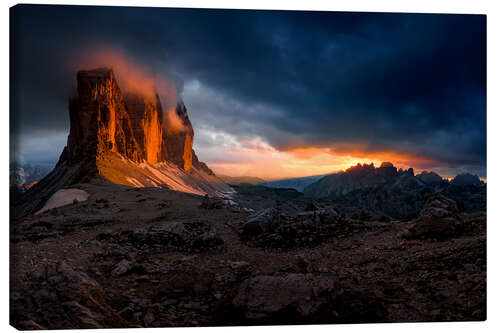 Canvas print Sunset at the Three Peaks