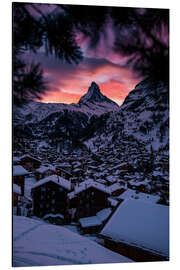 Obraz na aluminium Sunset over the Matterhorn and Zermatt