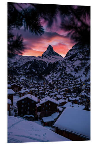 Gallery Print Sonnenuntergang über Matterhorn und Zermatt