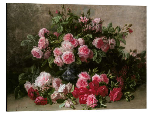 Aluminium print Still life with pink and red roses