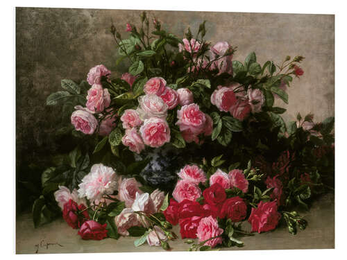 Foam board print Still life with pink and red roses