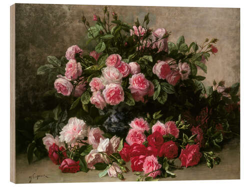 Tableau en bois Nature morte aux roses roses et rouges