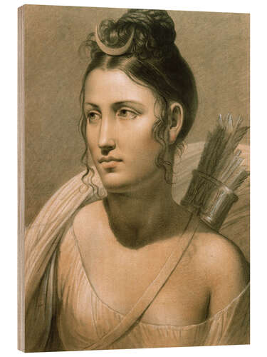 Wood print Young woman as Diana