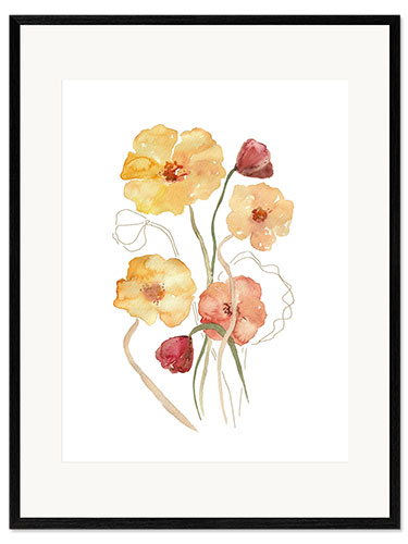 Gerahmter Kunstdruck Orange Blumenstrauß