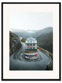Gerahmter Kunstdruck Hotel Belvedere am schweizer Furkapass - Lukas Saalfrank