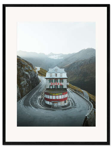 Framed art print Hotel Belvedere at the Swiss Furka Pass